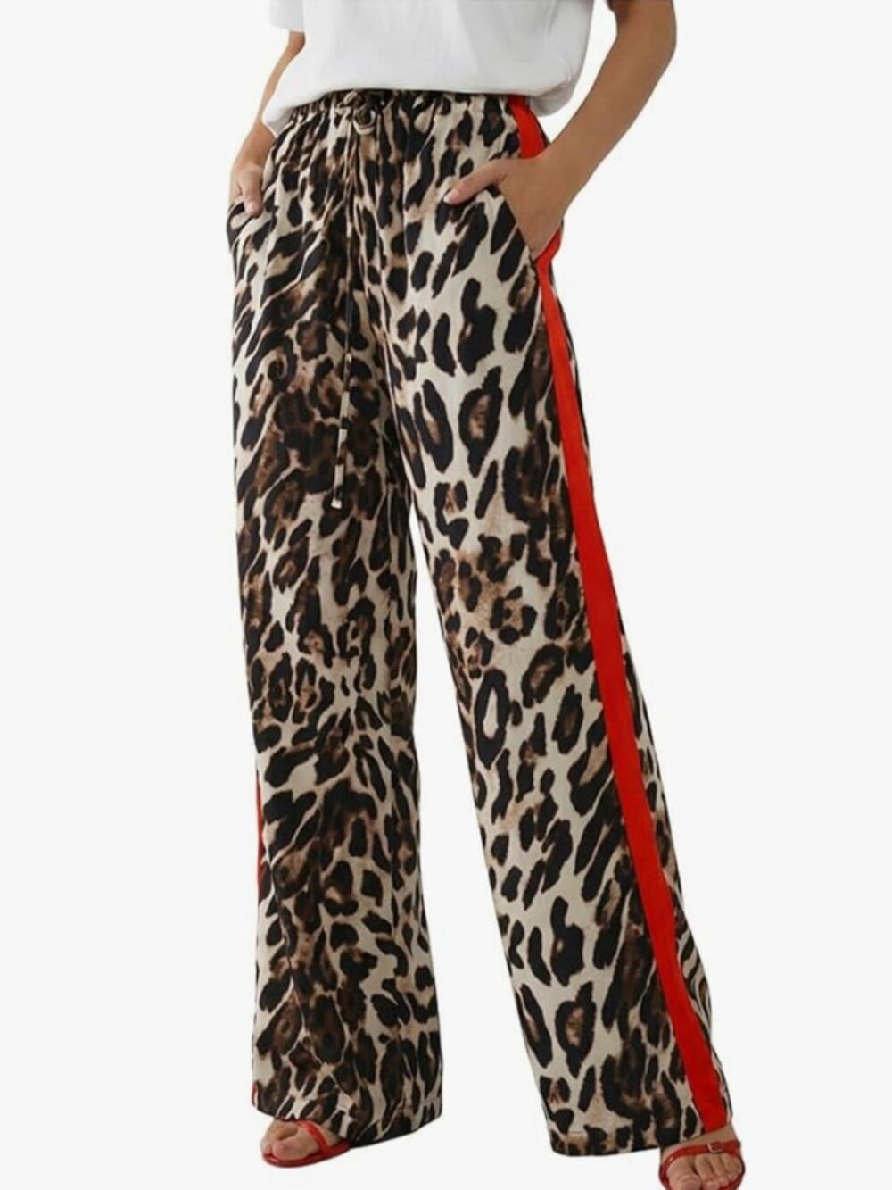 Women's Cheetah Print Wide Leg Baggy Pants